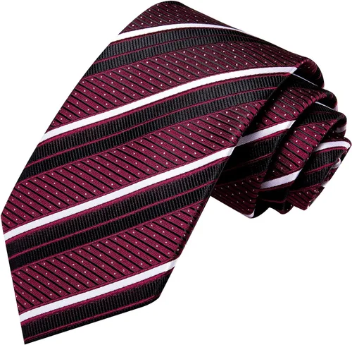 Miniatura 219 de Hi-Tie Corbatas de seda para hombre, diseño de cachemira a rayas, con bolsillo, gemelos cuadrados, conjunto formal de negocios