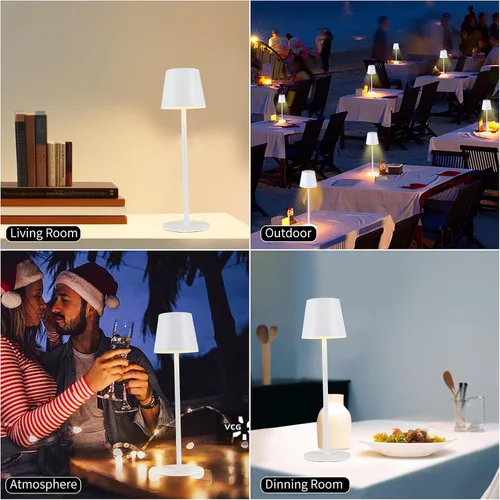 Miniatura 6 de BGFHome Paquete de 2 Lámpara de Mesa Inalámbrica Lámpara LED de Escritorio, 5000mAh Luz Nocturna Táctil Recargable Inalámbrica Diseño Minimalista