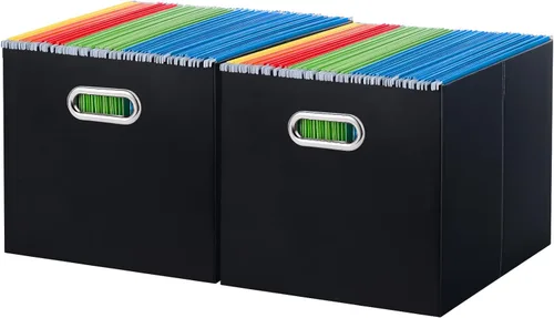 Miniatura 10 de Oterri Caja organizadora de archivos de cartón para colgar carpetas de archivos, tamaño carta, caja de archivos para escritorio de computadora