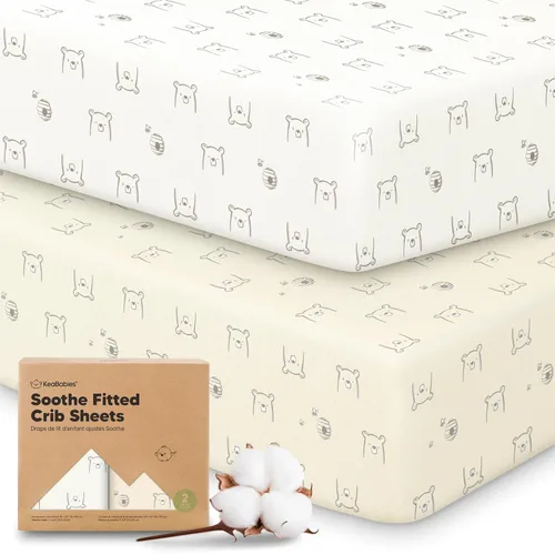 Miniatura 35 de KeaBabies - Juego de 2 sábanas orgánicas, unisex, suaves, 52 x 28 pulgadas, diseño neutro, de algodón jersey transpirable, con estampados adorables