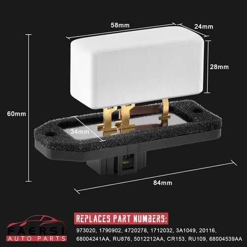 FAERSI Resistencia de motor de ventilador HVAC de reemplazo para 1994-2008 Dodge Ram 1500 2500 3500 Pickup, 1993-1999 Grand Cherokee Reemplaza RU109