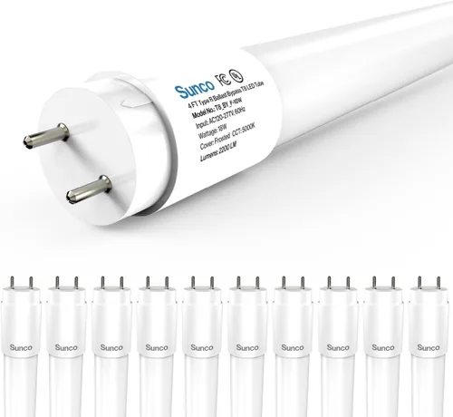 Sunco 10 paquete de bombillas LED T8 de 4 pies, bombillas de tubo con derivación de balasto, reemplazo fluorescente de 48 pulgadas, 2200 LM, 18 W,