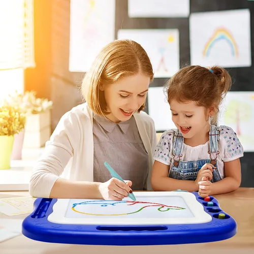 Miniatura 5 de Tablero de Dibujo Magnético, Tablero Grande de Garabatos Juguetes para Niñas y Niños de 3 4 5 6 7 Años Regalo para Niños Etch A Sketch Colorido Azul