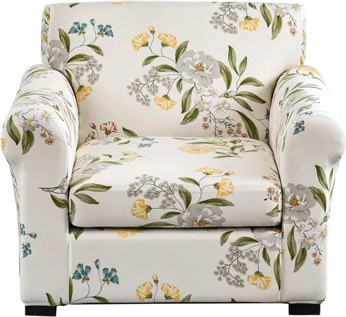 Miniatura 103 de Fundas elásticas para sofá de 1/2/3 cojines, funda estampada con fundas de cojín de asiento separadas, fundas de sofá lavables, protector de muebles