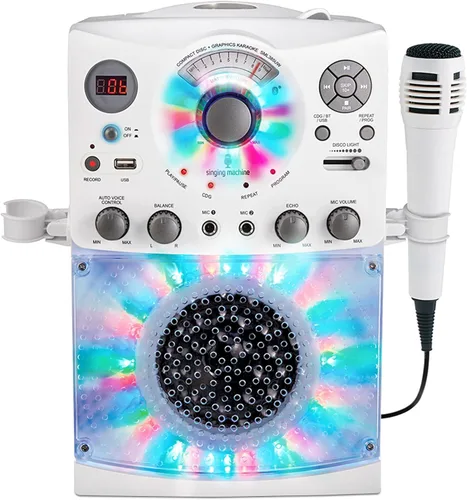 Miniatura 8 de Sistema de karaoke con Bluetooth parte superior para carga de CDG, espectáculo de discoteca sonido y luces (negro) SML385BTBK Singing Machine, Negro