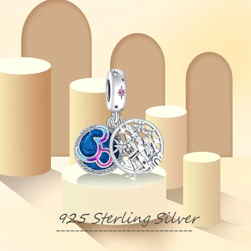 Miniatura 127 de Dijes de plata de ley 925 de dibujos animados de pato, ratón, oso, elefante, dragón chino, cuentas colgantes para pulseras y collares, joyería