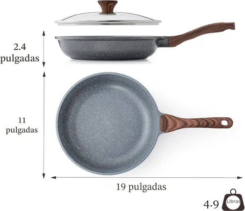 Miniatura 8 de SENSARTE Sartén Antiadherente para Freír con Tapa, Sartén para Tortilla con Tapa, Sartén de Chef de Cocina Saludable, Sartén Antiadherente de Gris