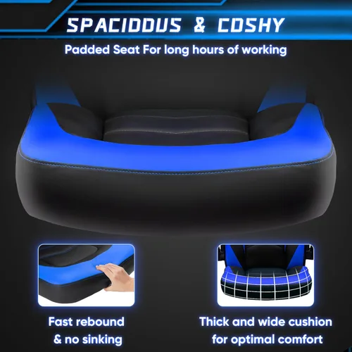 Miniatura 5 de NEWBULIG Silla de escritorio para juegos de computadora, soporte lumbar ergonómico grande con reposabrazos abatibles y ruedas giratorias de 360°