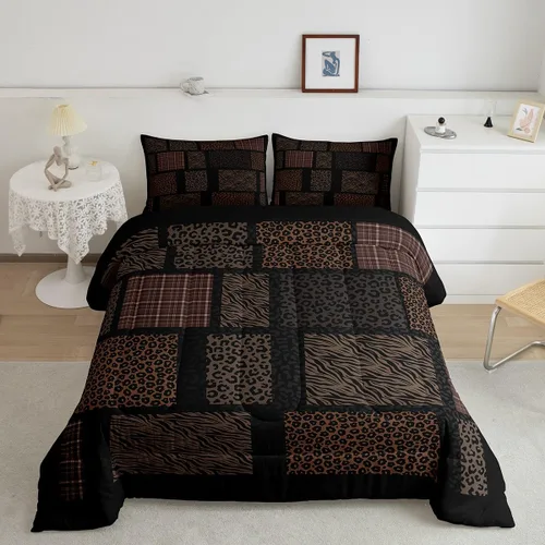 Miniatura 26 de Juego de ropa de cama individual de piel de cebra, guepardo y leopardo, para niños y adultos, juego de edredón de piel de animales salvajes
