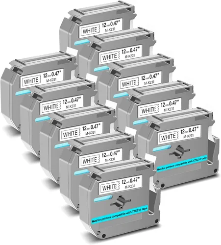Miniatura 12 de GREENCYCLE Compatible con Brother M231 M-K231 MK231 M-231 MK231s Cinta de etiquetas no laminadas de 0.47 pulgadas 1/2 pulgadas x 26.2 pies