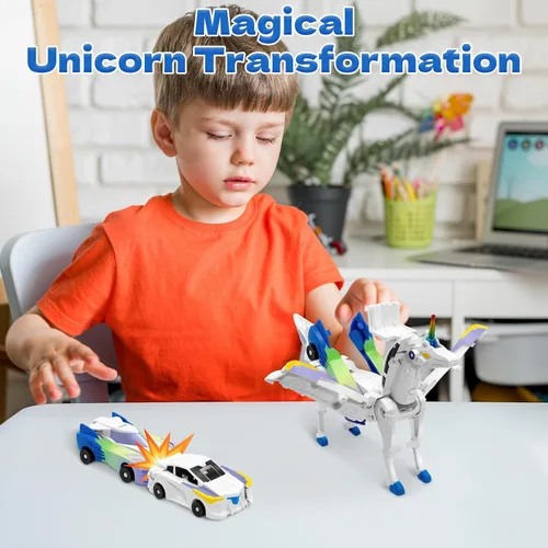 Miniatura 4 de Intoypad Coches transformadores de colisión de unicornio para niñas y niños, 2 autos magnéticos que se transforman en una colisión mágica de Azul