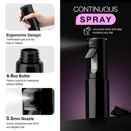 Miniatura 5 de Hommtina Juego de cepillos desenredantes con botella de spray para cabello rizado, juego de cepillos para botellas para mujeres y niños