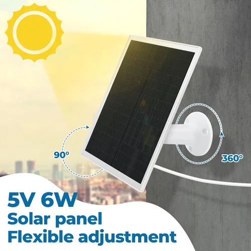 Miniatura 2 de Kanayu Paquete de 4 paneles solares para cargador de cámara de seguridad compatible con cámara de batería recargable 5 V 6 W, panel solar USB