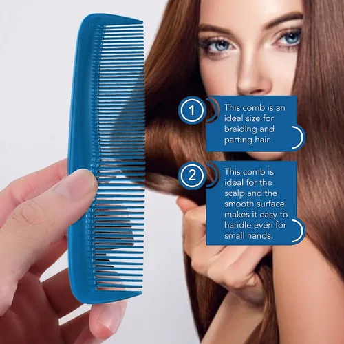 Miniatura 4 de Soft 'N Style Juego de 4 peines para el cuidado del cabello - No se rompen - peine para hombres/peine de dientes finos/peines para cabello Azul