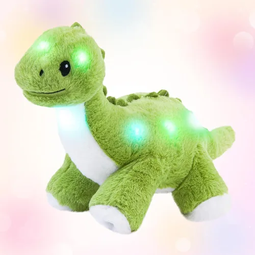 Miniatura 11 de Glow Guards Peluche de dinosaurio Triceratops de 12 pulgadas, juguete de peluche de dinosaurio suave con luces nocturnas mágicas y canción de cuna
