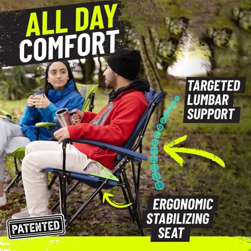 Miniatura 4 de STRONGBACK Elite silla plegable para campamento, césped, silla de descanso, asiento de campamento resistente para el aire libre con soporte lumbar