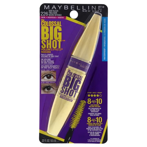 Maybelline New York Volum' Express The Colossal Big Shot - Máscara impermeable, muy negro, 0.32 onzas líquidas, 1 unidad (paquete de 1), (I0097470)