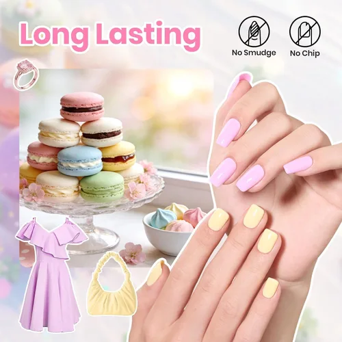 Miniatura 6 de Beetles - Juego de esmaltes de uñas pastel – Macaron Mood, juego de 6 colores de esmalte de uñas de secado rápido, arte de uñas, manicura de larga
