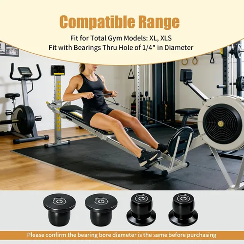 Miniatura 3 de Qty.4 Ruedas/rodillos mecanizados compatibles con reemplazo total de gimnasio, se adapta a modelos XL, XLS, y se ajusta con rodamientos a través