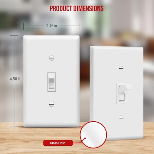 Miniatura 4 de ENERLITES Paquete de placas de pared con luz de palanca, interruptor eléctrico de un solo polo, 15 A 120-277 V, tornillo de puesta a tierra, grado