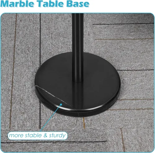 Miniatura 4 de smusei Mesas de bebidas para espacios pequeños, mesa auxiliar de pedestal con base de mármol, pequeña mesa auxiliar redonda negra para sofá, silla