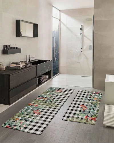 Miniatura 2 de Tapete de baño de eucalipto, antideslizante, de secado rápido y absorbente, de tierra de diatomeas, fregadero, dormitorio, cocina, lavable