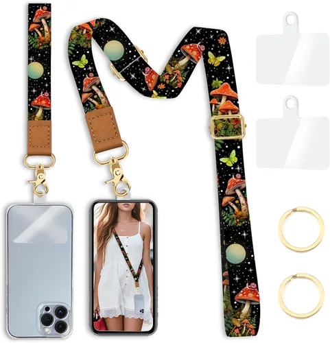 Miniatura 19 de Yonlevres - Cordón cruzado para celular con correa para muñeca, diseño de ajolotes bonitos, para colgar alrededor del cuello, correa ajustable