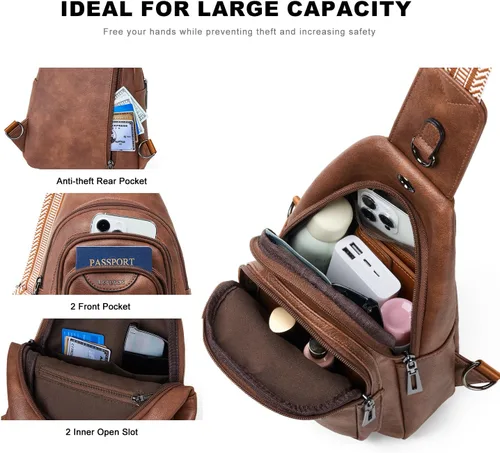 Miniatura 4 de Riñonera cruzada antirrobo de 10L para mujeres y hombres, riñonera cruzada antirrobo, bolsa para cinturón, monedero, regalos para mujeres, piel