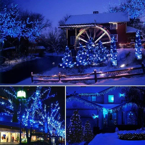 Miniatura 6 de Cadena de luces de Navidad para interiores – 220 LED de 82 ft, 8 modos de memoria, enchufe de extremo a extremo, impermeable decorativo para Azul