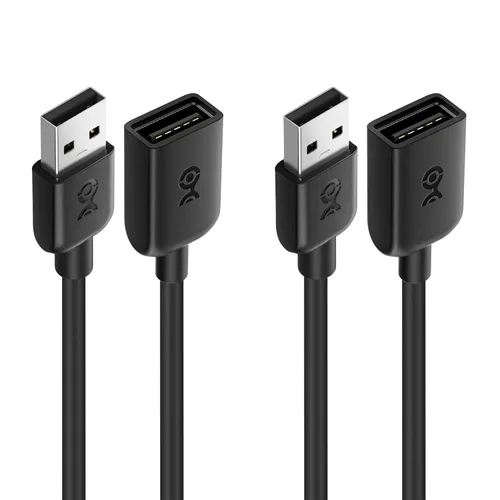 Cable Matters Paquete de 2 cables de extensión USB cortos de 3 pies, cable extensor USB macho a hembra, cable de extensión USB2.0, 480 Mbps, color