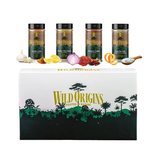 Miniatura 7 de Wild Origins Caja de regalo de condimentos multiusos premium, paquete de 4, sin OMG, mezclas de especias, ingredientes auténticos, esenciales