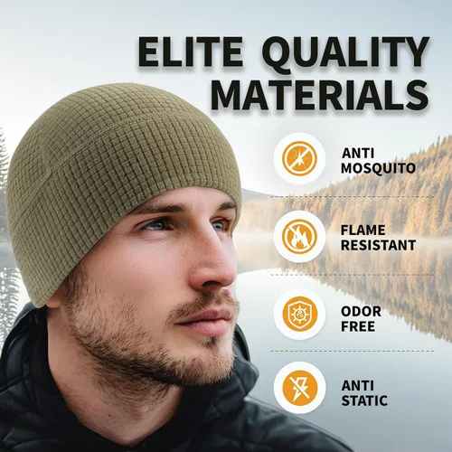 Miniatura 2 de 2 Pack Grid Fleece Beanie Watch Cap Waffle Beanie Tactical Army Military Skull Cap, All Weather Beanie