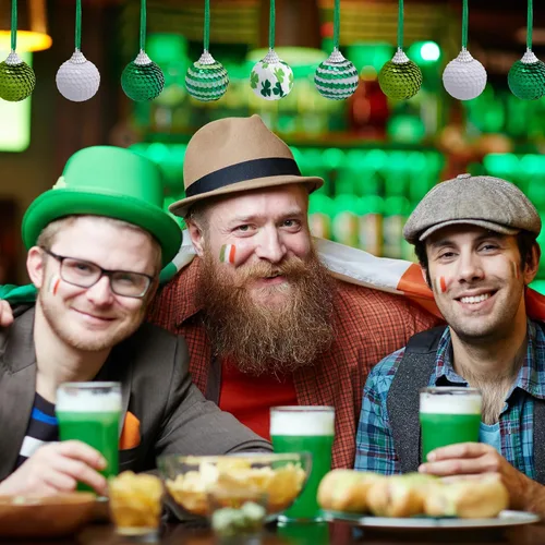 Miniatura 7 de Watayo 24 bolas de lentejuelas para el día de San Patricio, bolas colgantes de trébol verde, adornos de trébol de la suerte para decoración