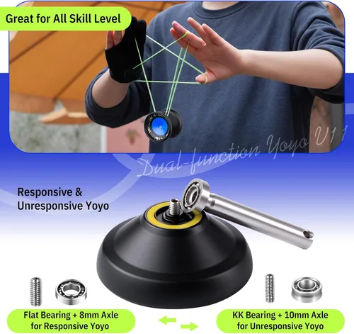 Miniatura 5 de MAGICYOYO V11 Finger Spin Yoyo Yoyo profesional de metal de doble propósito para niños de 8 a 12 años y adultos, Yoyo sensible e insensible