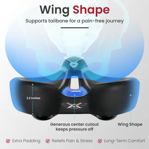 Miniatura 5 de X WING Asiento de bicicleta cómodo para hombres y mujeres con innovador concepto de 5 zonas - Sillín de bicicleta con alas con espuma viscoelástica