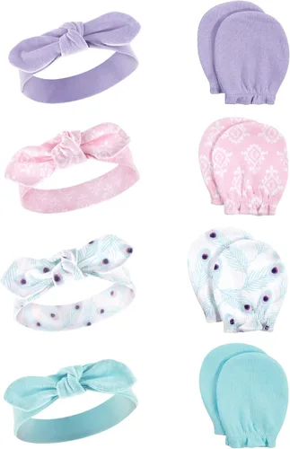 Miniatura 72 de Hudson Baby Conjunto de diadema de algodón y manoplas para rascar para bebé