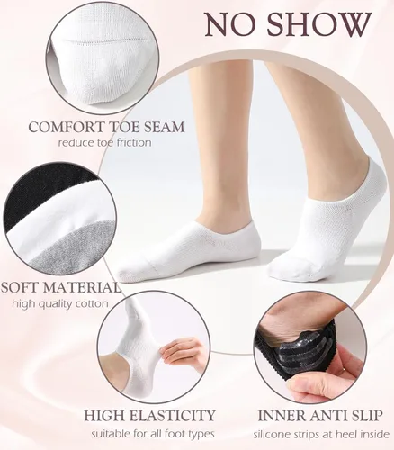 Miniatura 3 de Breslatte Calcetines invisibles para mujer y hombre, antideslizantes, atléticos, no se transparentan, cortos, invisibles, de corte bajo para mujer