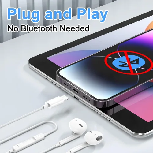 Miniatura 2 de Auriculares para iPhone, sin Bluetooth, auriculares con cable Plug and Play compatibles con iPhone 14/13/12/11 Pro Max/Xs Max/XR/X/7/8 Plus y más