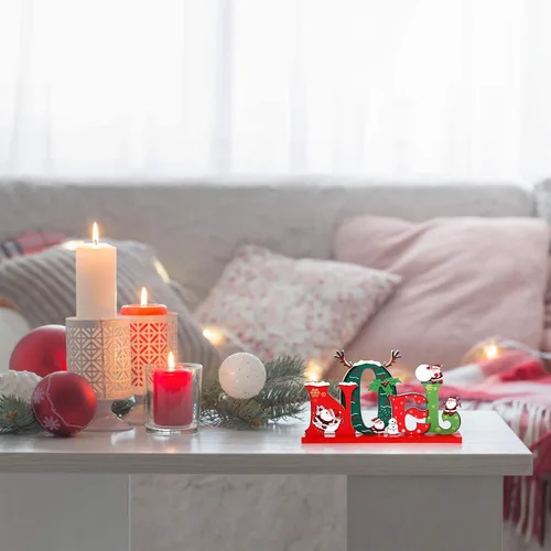 Miniatura 2 de Blulu 3 decoraciones de mesa de madera de Navidad, letrero de madera, centro de mesa, adorno de cascanueces de Papá Noel para Navidad, día de nieve