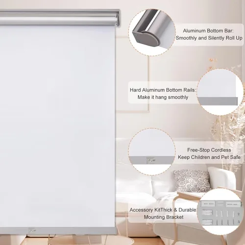 Miniatura 2 de MYshade CEL31WT72C - Persianas enrollables sin cordones con parada libre, persianas y cortinas para ventanas de oscurecimiento de habitación, mismas
