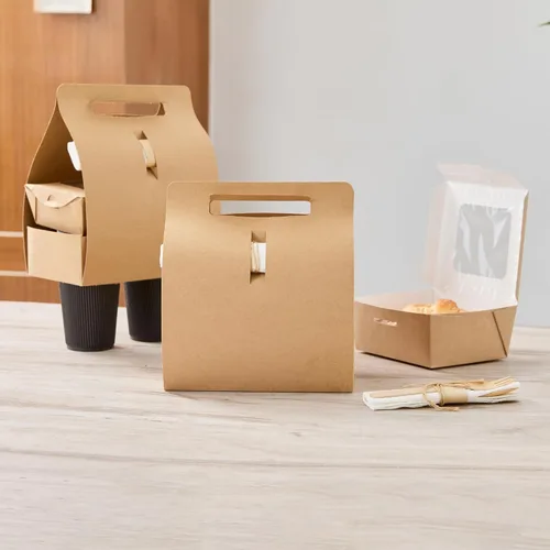 Miniatura 14 de Restaurantware Bio Tek - Loncheras de papel de 8.75 x 4.25 x 8 pulgadas con asas, 100 recipientes desechables de papel kraft para alimentos