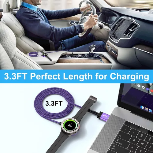 Miniatura 6 de Cargador Galaxy Watch 8 para Samsung Galaxy Watch 8 Classic/8/FE/7/Ultra/6/6 Classic/5 Pro/5/4/3/Active2/Active, cable de carga rápida USB, cargador