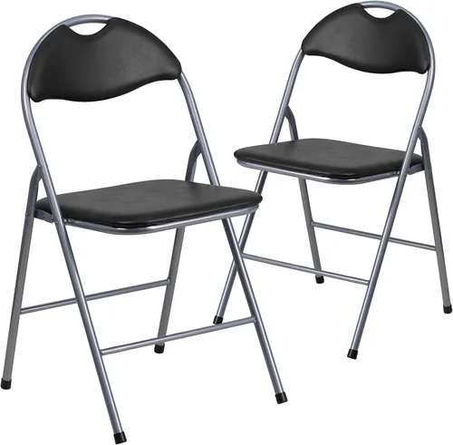 Miniatura 8 de Flash Furniture Hercules Series - Sillas plegables de metal con asa de transporte, silla acolchada tapizada de vinilo, juego de 4, color negro