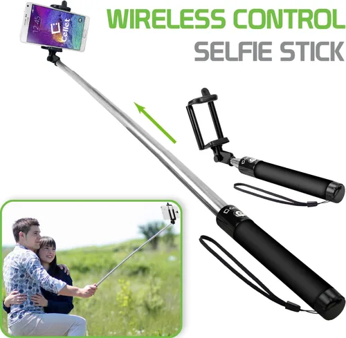 Miniatura 2 de Cellet Selfie Stick extensible ajustable, para todos los teléfonos inteligentes, iPhone, Samsung Galaxy, Google Pixel, Go Pro y cámaras, color negro