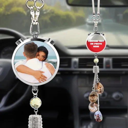 Miniatura 18 de Accesorios de coche colgantes de cristal con foto personalizada para mujeres y hombres, imágenes personalizadas para espejo retrovisor del Style 17