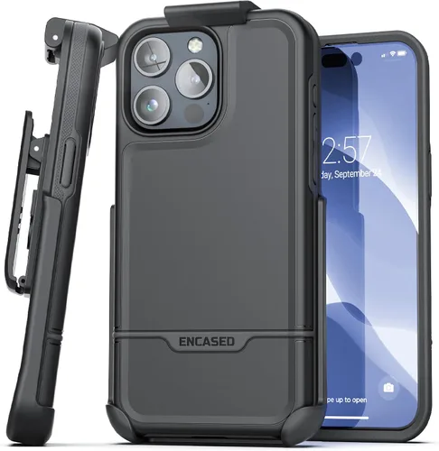 Miniatura 30 de ENCASED Funda para cinturón con clip para iPhone 11 (2019 Rebel Armor) Funda protectora resistente de cuerpo completo con soporte (Negro)