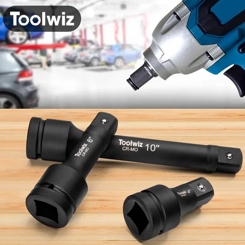 Miniatura 8 de Toolwiz Juego de Extensión de Dados de 1'', 4'', 6'', 10'' (3 Piezas) Acero Cr-Mo, Barra de Extensión de Transmisión de 1 Pulgada con Pasador