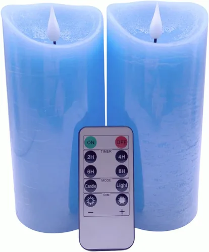 Miniatura 8 de adoria Juego de 2 velas grandes sin llama moradas, velas de pilar de cera real con aroma a lavanda realista, diámetro de 3.15 x 7 pulgadas, control