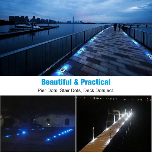 Miniatura 6 de VOLISUN Luces Solares para Entrada de Vehículos Luces para Muelle y Terraza Paquete de 16, 2 Colores en 1, LED Alimentadas por Energía Solar Blanco