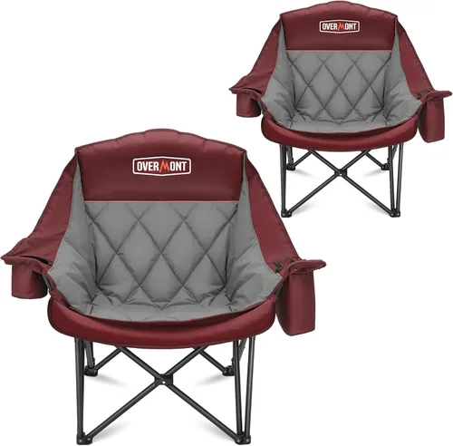 Miniatura 10 de Overmont Silla de camping XL extragrande para adultos - Soporte de 204 kg, silla plegable acolchada de alta resistencia con bolsillo lateral, Azul